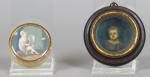 Deux différentes miniatures XIXème dont une en cire et une...