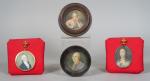 Quatre différentes miniatures XVIIIème et XIXème " Portraits de trois...