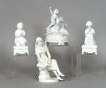 Quatre différentes statuettes en biscuit fin XIXème début XXème (petites...