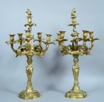 Paire de grands candélabres Napoléon III en bronze doré de...