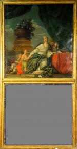 Trumeau Louis XVI, cadre en bois doré à décor de...