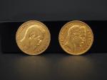 Deux pièces de 20 francs or, 1858-A et 1865.
FRAIS ACHETEURS...