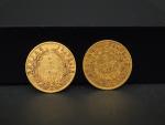 Deux pièces de 5 francs or, 1860-A et 1864-A.
FRAIS ACHETEURS...