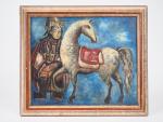 VU CAO DAM
"Guerrière avec son cheval"
Huile sur panneau signée en...