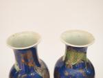 Paire de vases de forme balustre en porcelaine à décor...