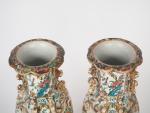 Paire de vases balustres en porcelaine de Canton, décor de...
