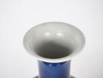 Vase pansu à long col en porcelaine bleu saphir 
Chine...