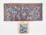 - Gilet en soie décor floral en camaieu de bleu...