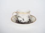 Tasse et sous tasse XIXème en porcelaine de Saxe, décor...