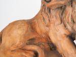 Sculpture XVIIIème en terre cuite.
 "Lion héraldique".
Dim. 25 x 25...