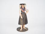 Statuette XIXème en terre cuite polychrome "jeune paysanne italienne" 
H....