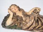 Grande sculpture XVIIème en bois polychrome.
"Sainte madeleine couchée".
Dim. 60 x...
