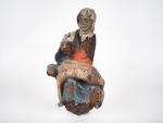 Fragment de sculpture Haute-Epoque en bois polychrome "Pieta".
Dim. 31,5 x...