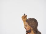 Sujet XIXème en bois sculpté polychrome "Saint Jean baptiste". 
H....