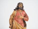 Sculpture fin XVIIIème début XIXème en bois polychrome "Saint Joseph"...