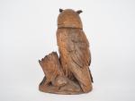 Boite fin XIXème en bois sculpté en forme de hibou,...