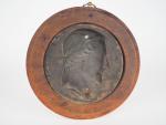 CHEVALIER.
"portrait de G. Rossini"
Plaque en bronze en tondo datée 1864...
