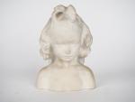Sujet 1900 en biscuit "portrait de fillette en buste". 
H....