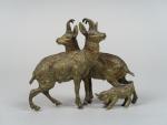 Groupe en bronze polychrome de Vienne 'Couple de chamois et...