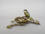 Sujet en bronze polychrome de Vienne 'oiseau branché près d'un...