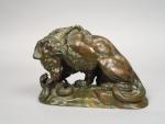 Sujet animalier XIXème en bronze 'lion et serpent'
Dim. 11,5 x...