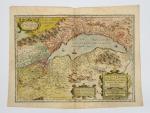 ORTELIUS.  
- Carte Lacvs Lemani. 1607, carte coloriée (déchirée)