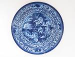 Grand plat XVIIème en faïence de Nevers, à décor bleu...