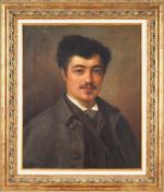 GIANOLI.
"Portrait d'homme à la moustache".
Huile sur toile, signée à droite,...