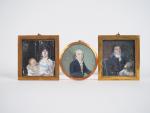 Trois différentes miniatures Directoire 
" Portrait d'homme ", " Portrait...