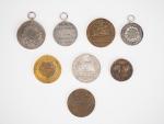 Lot de huit médailles francaises en bronze ou argent.
Poids. 60...