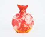 GALLE. 
Vase ovoïde en verre à décor gravé en camée...