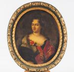 Ecole francaise XVIIIIème. 
"Portrait de dame en médaillon" 
Huile sur...