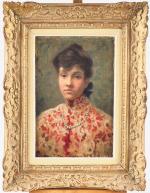 Maurice CHABAS. 
"Portrait de jeune fille au collier"
Huile sur toile...