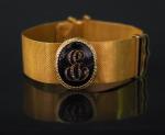 Bracelet ceinture Napoléon III en or jaune, émail noir et...