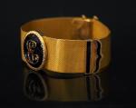 Bracelet ceinture Napoléon III en or jaune, émail noir et...