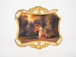 Miniature, fixé sous verre, Napoléon III de style Louis XIII...