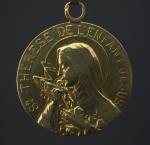 Médaille religieuse en or jaune, figurant Sainte Thérèse de Lisieux.
Diam....