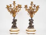 Paire de candélabres Napoléon III de style Louis XVI en...