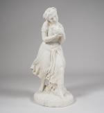 METELLO MOTELLI.
"Marchande d'amours". 
Sculpture en marbre de Carrare. Signée. 
H....