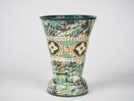 GERBINO. 
Vase cornet en céramique polychrome de Vallauris.
H. 15,5 cm