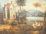 Trumeau de style Louis XVI à décor de paysage lacustre.
Dim....