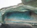 Alexandre KELETY.
"Buste de Jean Mermoz".
Sculpture en bronze à patine verte,...