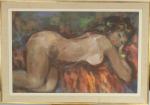 G. WENDEL.
"Femme nue"
Huile sur toile. 
Signée en bas à droite....