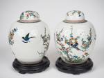 Chine, XIXe siècle, 
Paire de pots à gingembre en porcelaine...