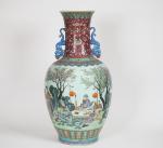 Chine, fin XIXe siècle, 
Grand vase balustre en porcelaine et...