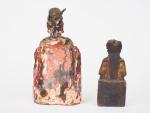 Chine, XVIIIe siècle, 
Deux statuettes en bois laqué représentant des...