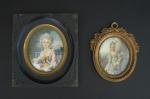 2 différentes miniatures Napoléon III de style Louis XVI "portraits...