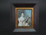 Miniature première moitié du XIXème "portrait de musicienne".
Dim. 6 x...