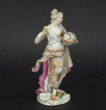 Statuette XVIIIème en porcelaine polychrome de Saxe "allégorie de l'astronomie".
Monogrammée...