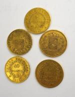 5 pièces 40 francs or : 1 pièce Napoléon, 1810...